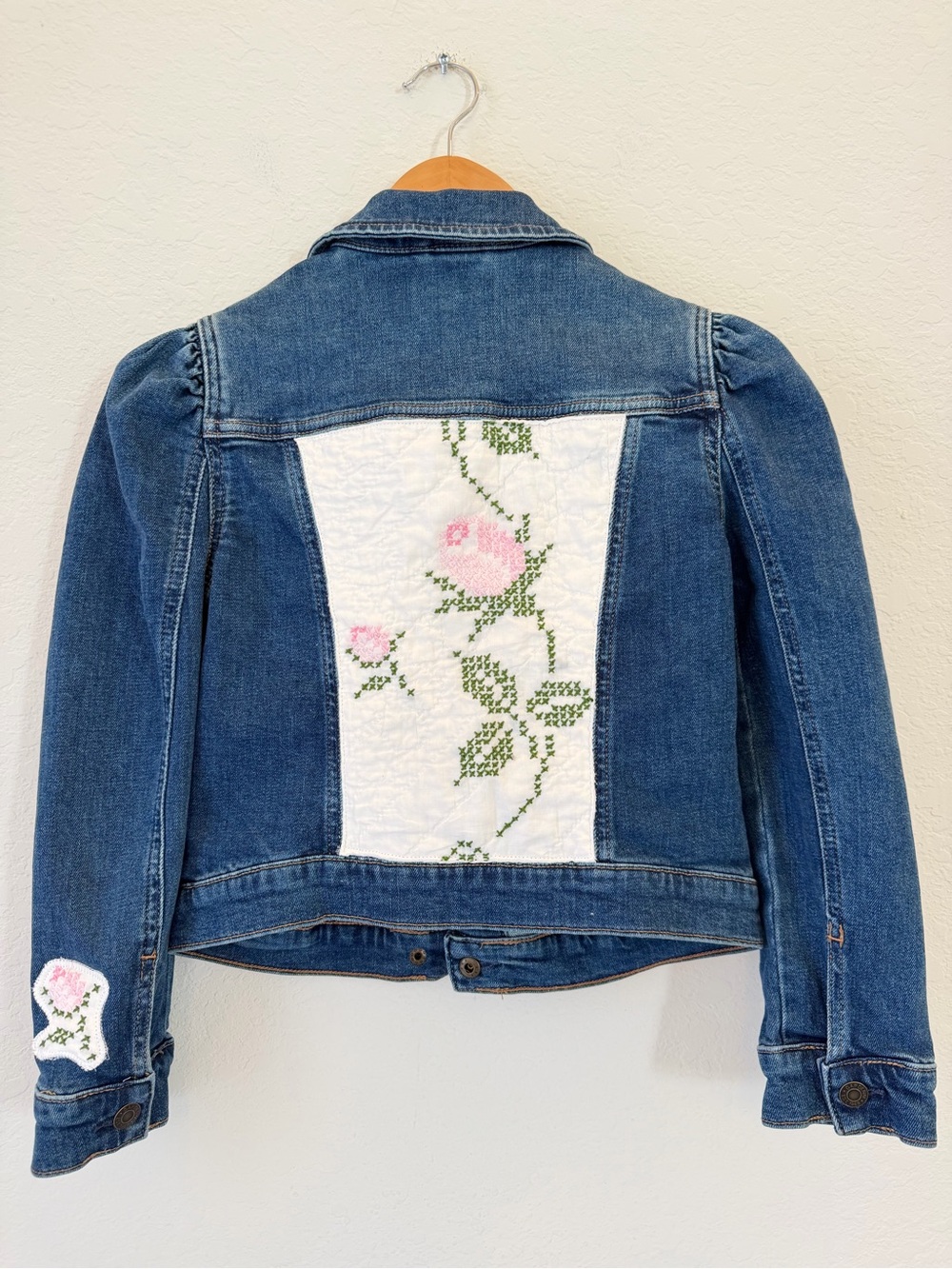 Gap Reworked Cross Stitched Quilt Jacket